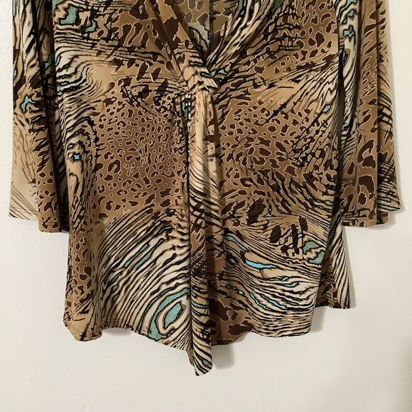 Vintage Y2K Animal Print Funky Boho Hippie Fairy Grunge Peasant Blouse M - Picture 3 of 7